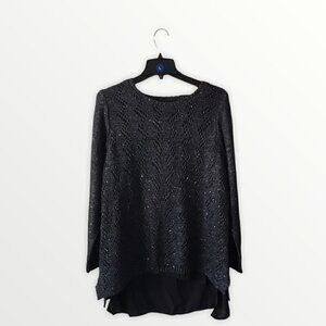 Roz & Ali Knit Long Sleeve High Low Pullover